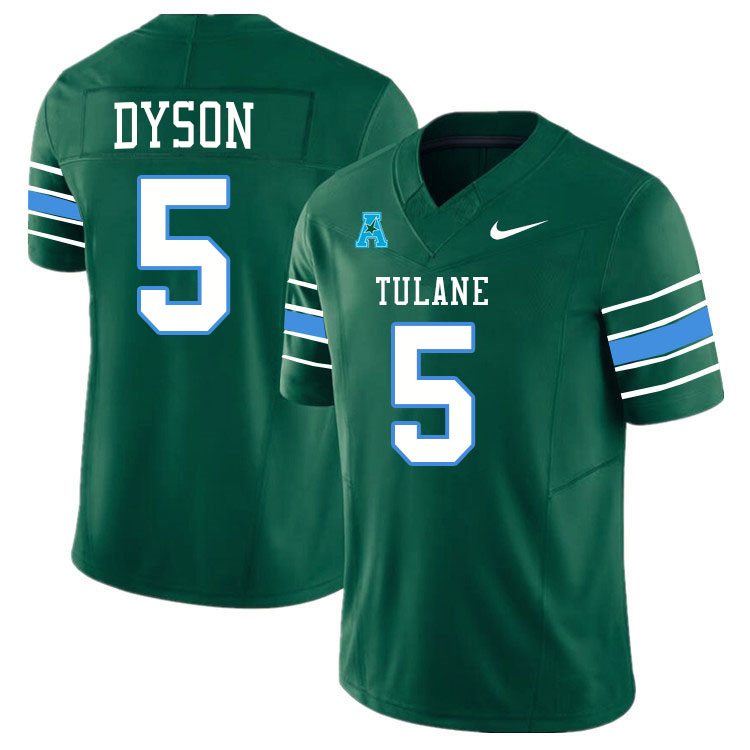 #5 Harvey Dyson Tulane Green Wave Jersey College Football Uniforms,Apparels Stitched-Green